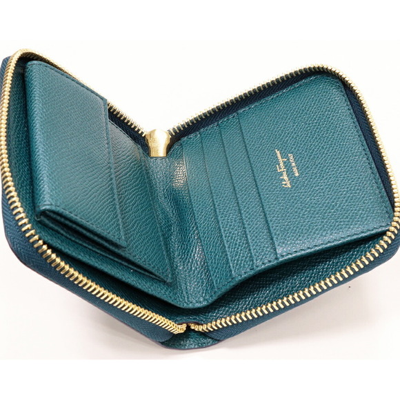 Salvatore Ferragamo Vara Wallet bifold Calf Blue Cobalt - Picture 2 of 5